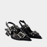 Feminine Buckle Box pumps - Ganni - Synthetic - Black