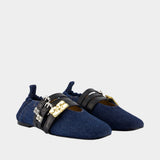 Ballerinas Sue Triple Fringed - Ganni - Cotton - Blue