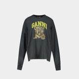 Future Longsleeve Tiger Sweatshirt - Ganni - Cotton - Black