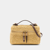 Straw Slim Top Handle Shopper Bag - Tory Burch - Raffia - Beige