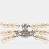 Graziella Three Row Pearl Necklace - Vivienne Westwood - Metal - Ivory