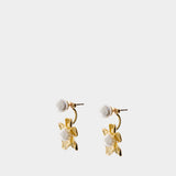 Flower Pearl Jacket Earrings - SELF PORTRAIT - Metal - Gold