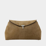 T-Lock Clutch - TOTEME - Leather - Beige