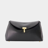 Mini T-Lock Clutch - TOTEME - Leather - Black