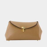 Mini T-Lock Clutch - TOTEME - Leather - Brown