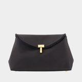 Mini T-Lock Frayed Clutch - TOTEME - Silk - Black