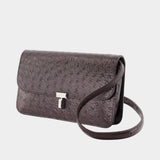T-Lock Ostrich Crossbody - TOTEME - Leather - Burgundy