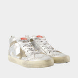 Mid Star Sneakers - Golden Goose Deluxe Brand - Leather - Silver