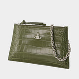 Small Flat Zip Clutch - Vivienne Westwood - Leather - Khaki