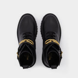 Vlogo Signature Combat Boot in Black Leather