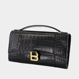 Hourglass Clutch - Balenciaga - Leather - Black