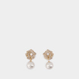 Mini Flower Pearl Earrings - SELF PORTRAIT - Metal - Gold