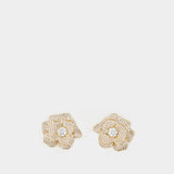 Crystal Flower Earrings - SELF PORTRAIT - Silver - Gold