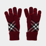 Core Check Gloves - Burberry - Cashmere - Burgundy