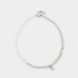 Skl & Pearl Necklace - Alexander McQueen - Metal - Silver