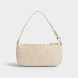 Rachel Hobo Bag - By Far - Cream - Croc Embossed Leather