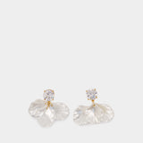 Crystal Petal Earrings - SELF PORTRAIT - Pearls - White