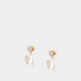 Crystal Petal Earrings - SELF PORTRAIT - Pearls - White
