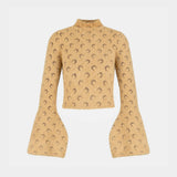Fluffy Moon High Neck Hoodie - Marine Serre - Cotton - Beige