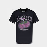 Raspberry T-Shirt - Ganni - Cotton - Black