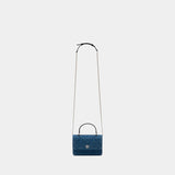 Kira Diamond Mini Top Handle Purse - Tory Burch - Leather - Blue