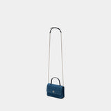 Kira Diamond Mini Top Handle Purse - Tory Burch - Leather - Blue