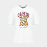 Beaded Baby Tiger Print T-Shirt - Ganni - Cotton - White