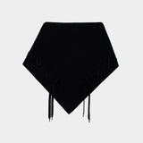Merino Lace Up Neckerchief Scarf - Simone Rocha - Wool - Black