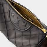 Fleming Soft Barrel Bag - Tory Burch - Leather - Black