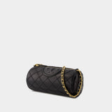 Fleming Soft Barrel Bag - Tory Burch - Leather - Black