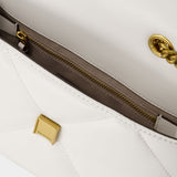 Kira Diamond Quilt Small Convertible Bag - Tory Burch - Leather - White