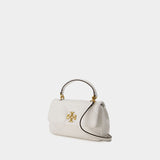 Kira Diamond Quilt Top Handle Purse - Tory Burch - Leather - White