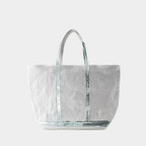 Shopping bag L - Vanessa Bruno - Linen - Aqua Blue