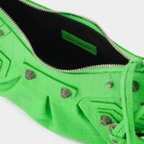 Le Cagole Bag XS in Neon Green Croc-Embossed Leather