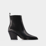 Kate 75Mm Block Heel in leatherSquare Toe Ankle Boot