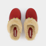 Jean Daisy Trim Clog in Burgundy Leather