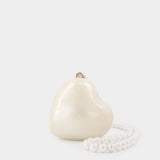 Micro Heart Bracelet With Leather/Pearl Strap