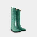 Western Boots - Ganni - Green - Leather