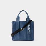 Small Recycled Tech Shopper Bag - Ganni - Synthetic - Denim