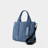 Small Recycled Tech Shopper Bag - Ganni - Synthetic - Denim