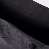Large Easy Tote Bag - Ganni - Cotton - Black