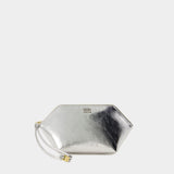 Ganni Bou Zipped Clutch - Ganni - Synthetic Leather - Silver