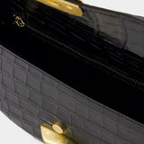 Saddle Bag - Chylak - Leather - Glossy Black Crocodile