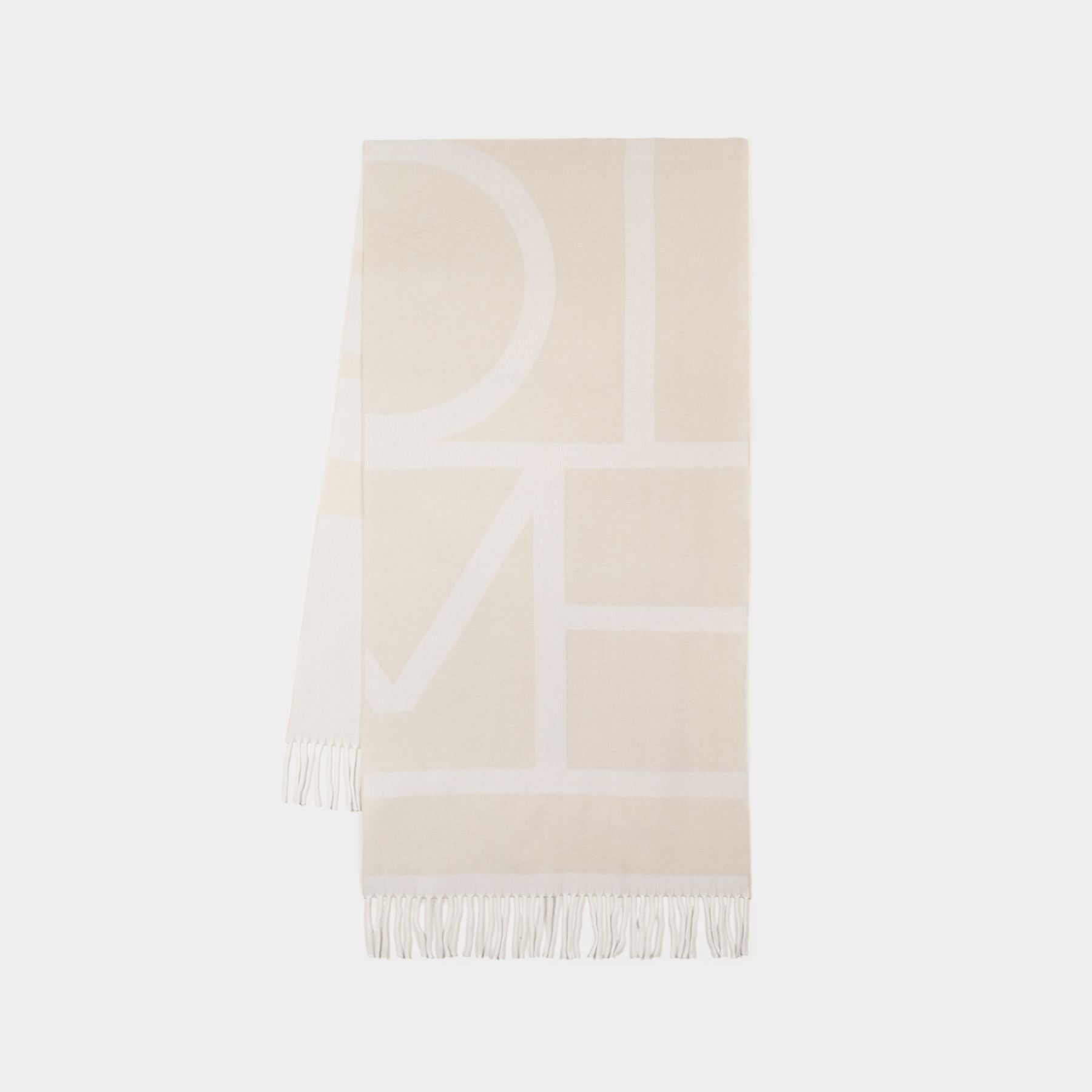 Monogram Jacquard Wool Scarf in White - Toteme