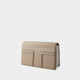 T-Flap Crossbody - Toteme - Leather - Taupe