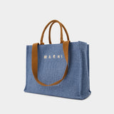 Large Basket Shopper Bag - Marni - Cotton - Blue