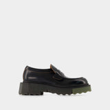 Sponge Loafer Ankle Boots - Off White - Black/Militaire - Leather