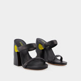 Bulky Slides - Off White - Black/Yellow - Leather