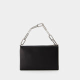 Block Pouch Hobo Bag - Off White - Black/White - Leather