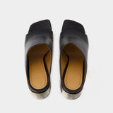 Silver Spring Mules - Off White - Leather - Black/Silver